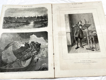 1870s - Stunning newspaper "Le monde illustré" with beautiful engravings - French newspaper from 1872 - 16 pages