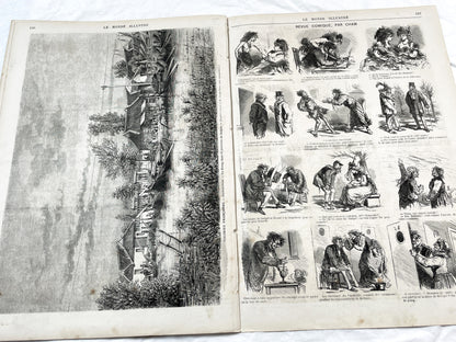 1870s - Stunning newspaper "Le monde illustré" with beautiful engravings - French newspaper from 1872 - 16 pages