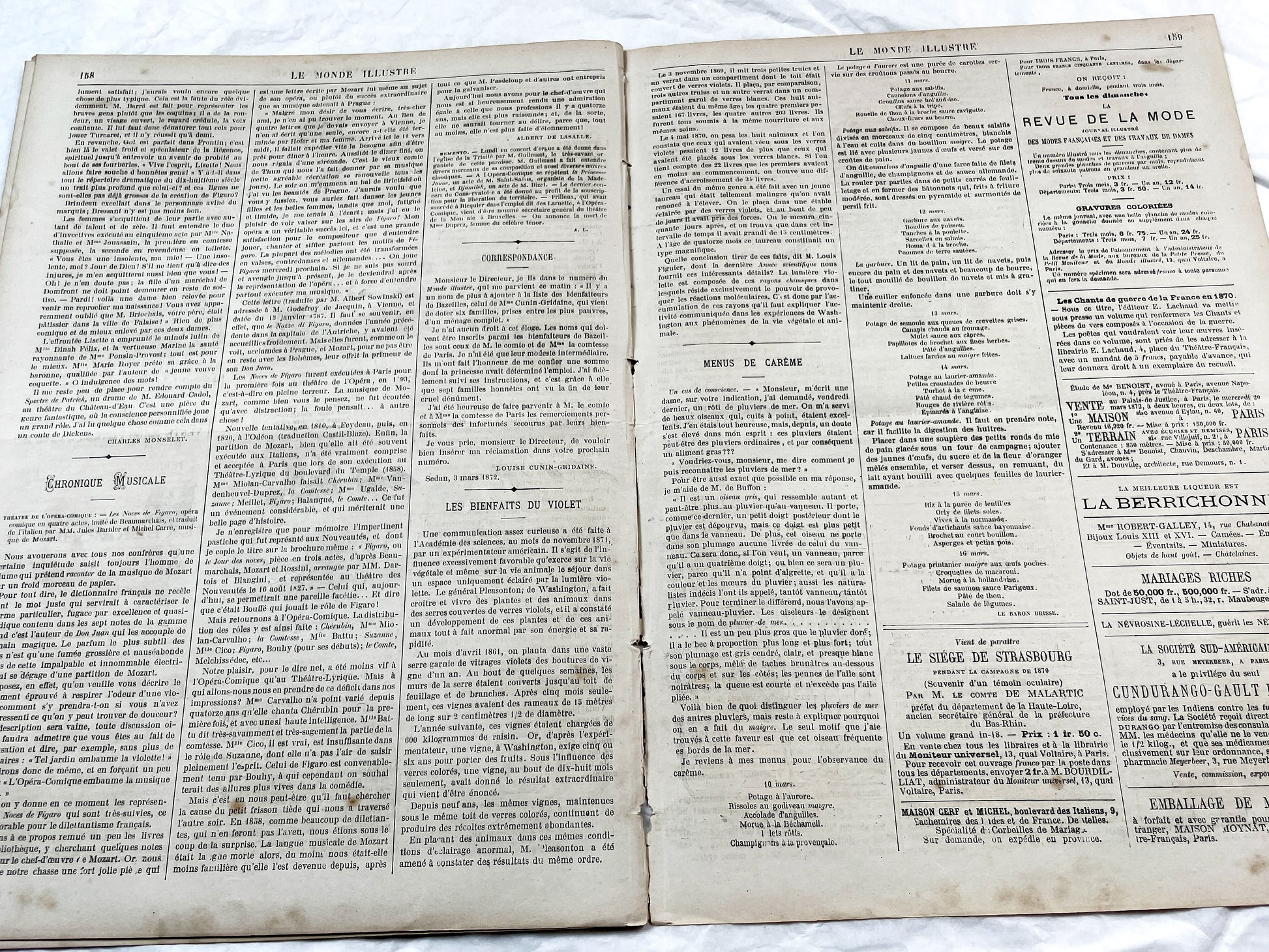 1870s - Stunning newspaper "Le monde illustré" with beautiful engravings - French newspaper from 1872 - 16 pages
