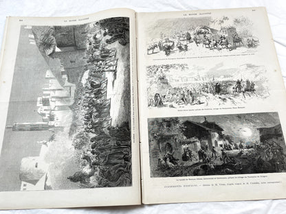 1870s - Stunning newspaper "Le monde illustré" with beautiful engravings - French newspaper from 1872 - 16 pages