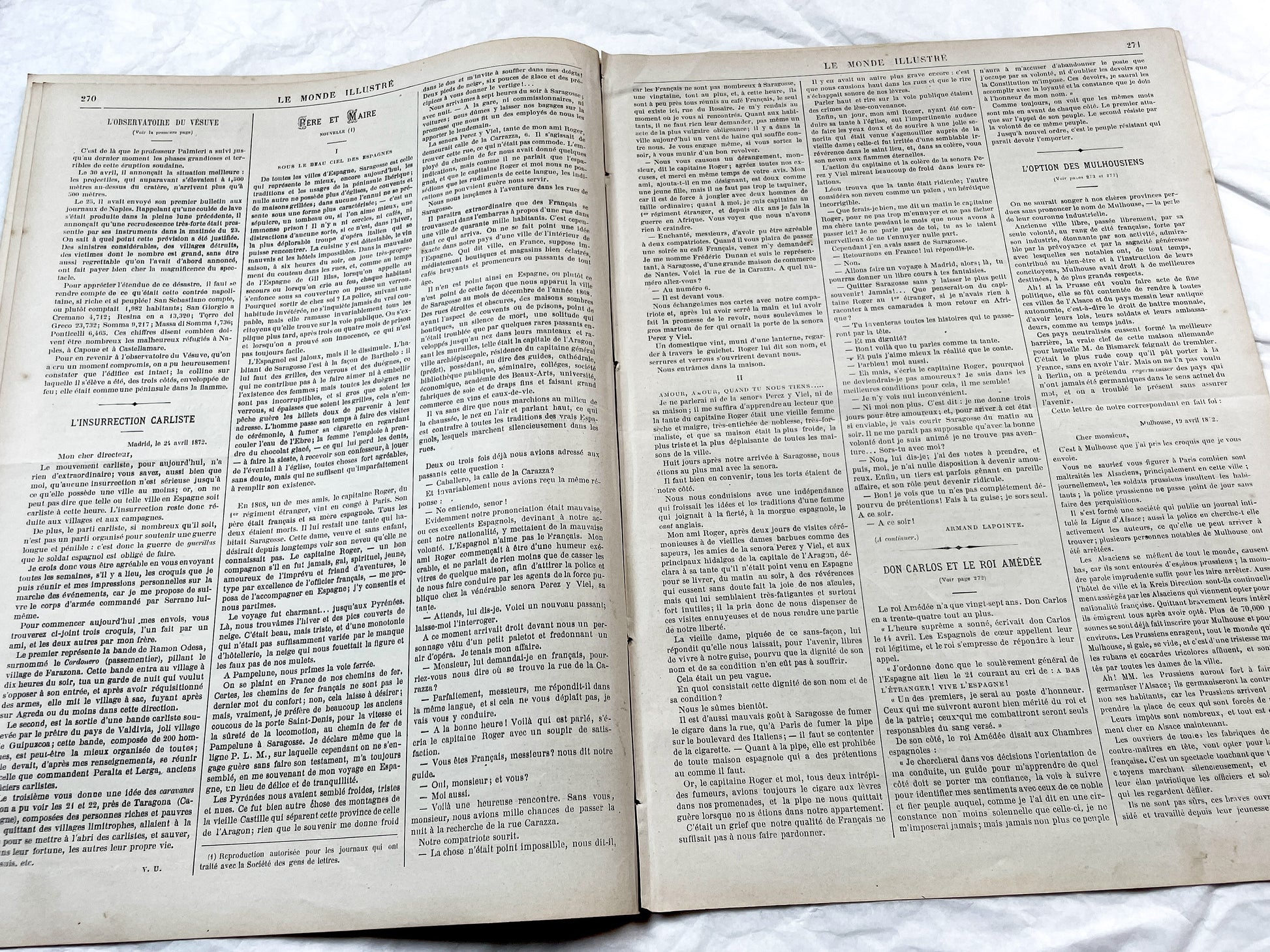 1870s - Stunning newspaper "Le monde illustré" with beautiful engravings - French newspaper from 1872 - 16 pages