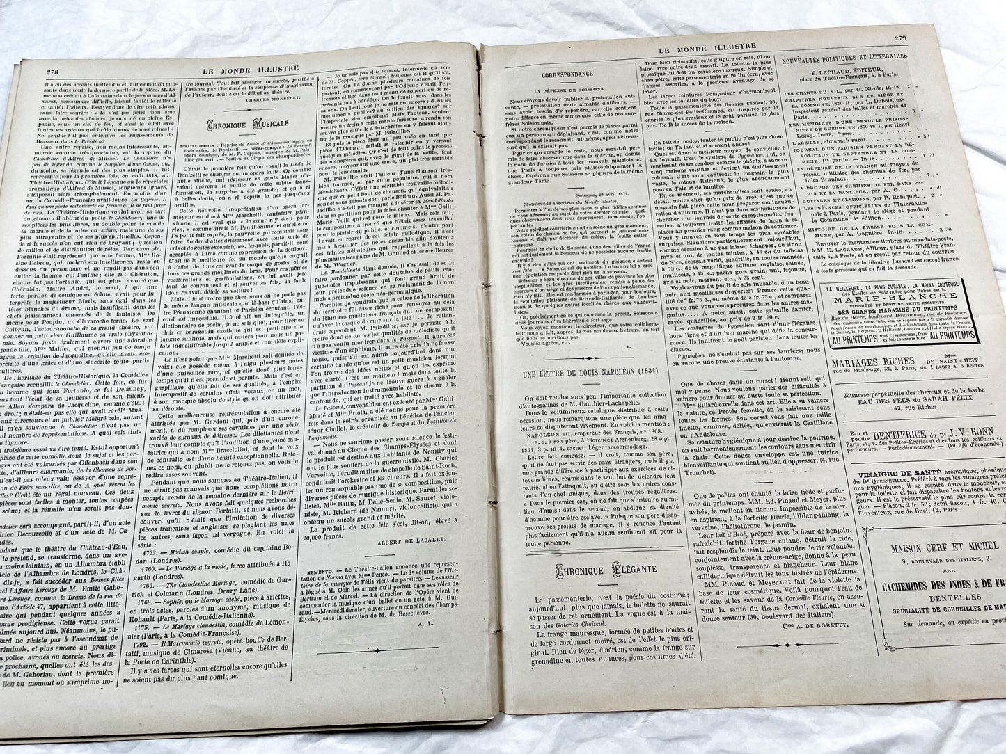 1870s - Stunning newspaper "Le monde illustré" with beautiful engravings - French newspaper from 1872 - 16 pages