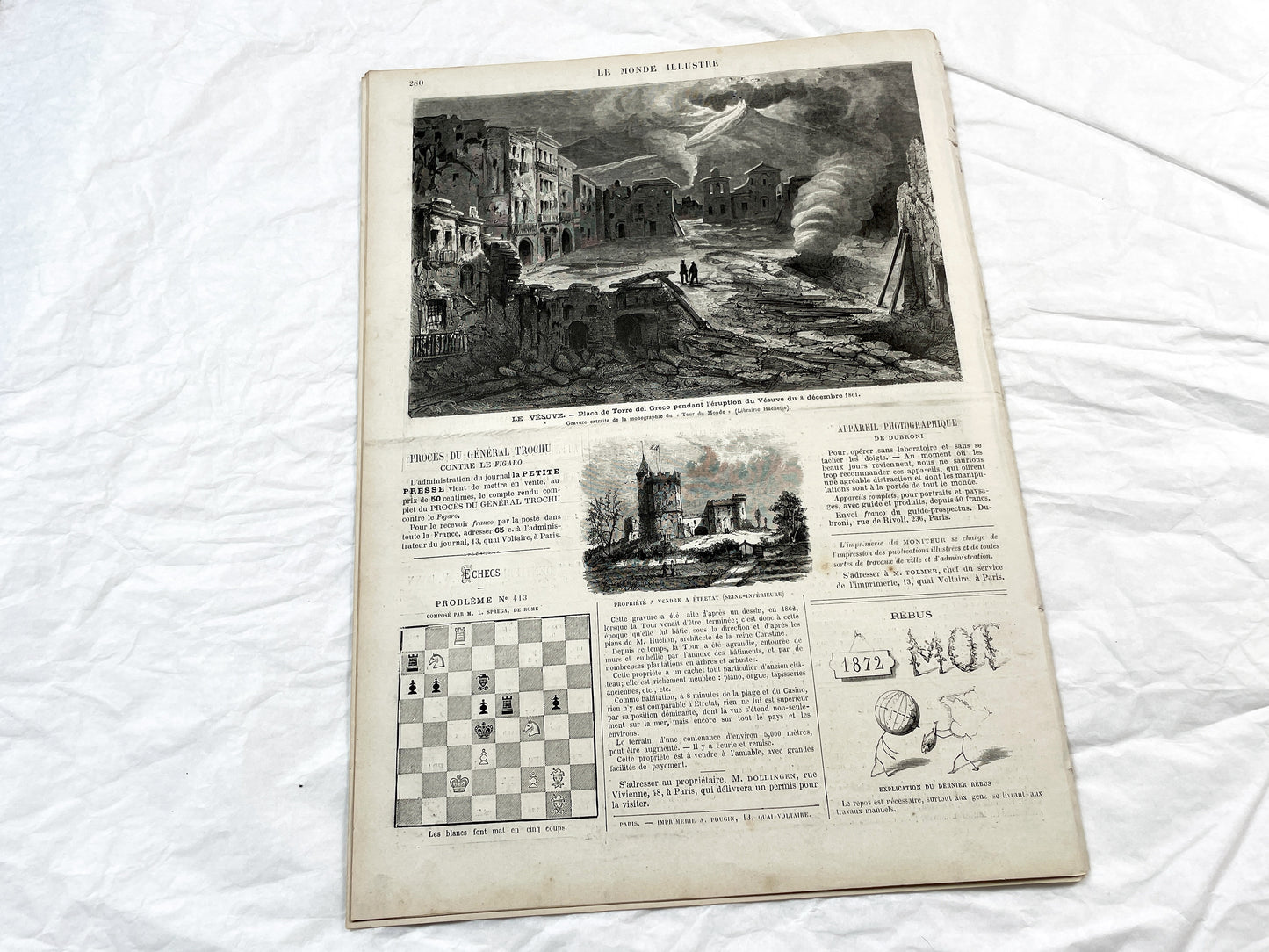 1870s - Stunning newspaper "Le monde illustré" with beautiful engravings - French newspaper from 1872 - 16 pages