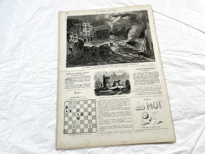 1870s - Stunning newspaper "Le monde illustré" with beautiful engravings - French newspaper from 1872 - 16 pages