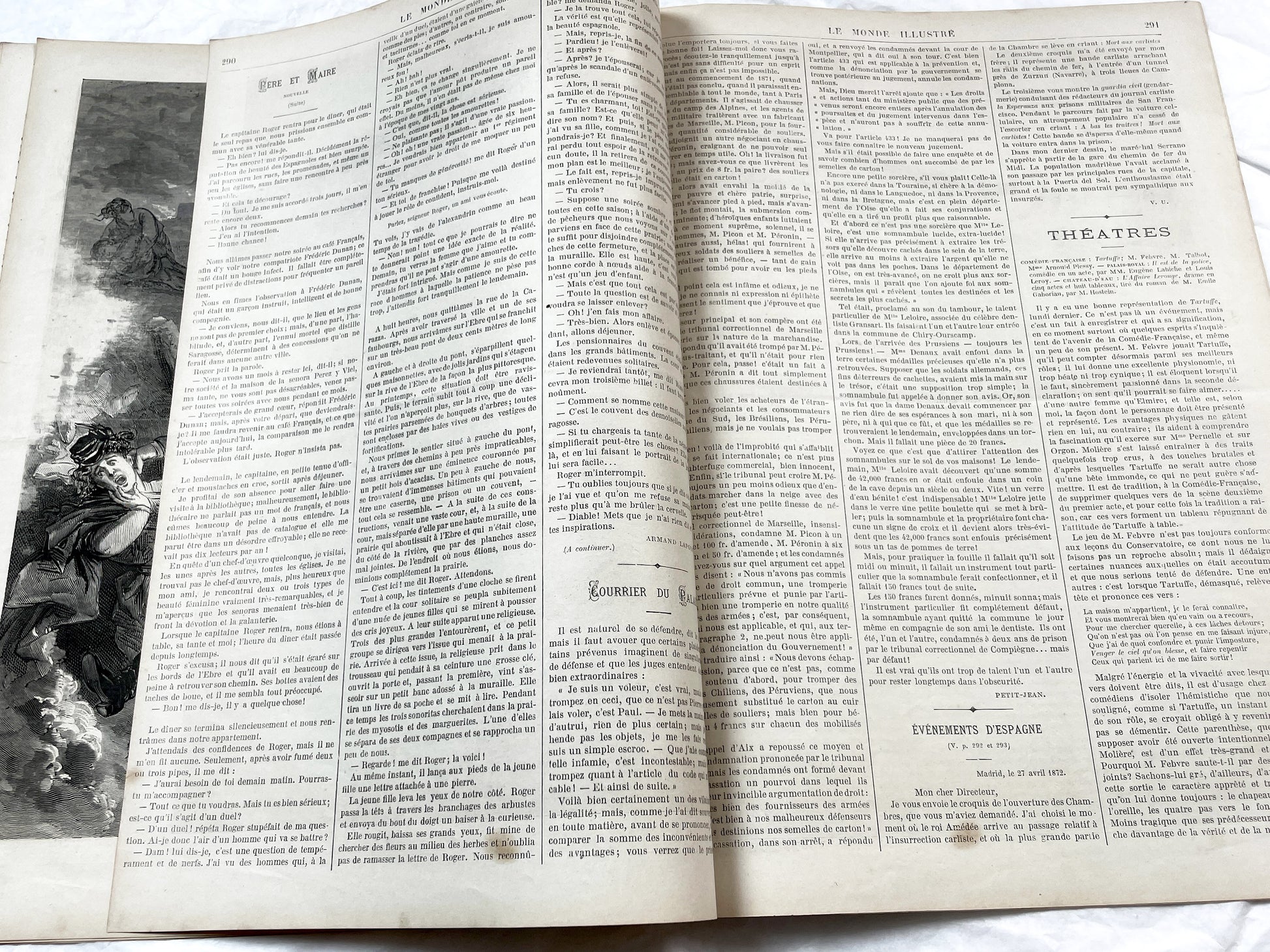1870s - Stunning newspaper "Le monde illustré" with beautiful engravings - French newspaper from 1872 - 16 pages