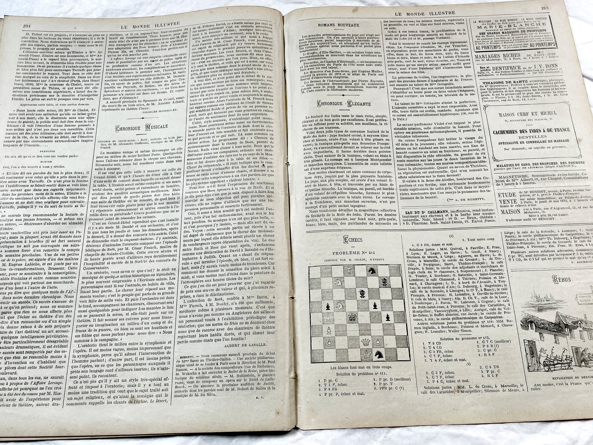 1870s - Stunning newspaper "Le monde illustré" with beautiful engravings - French newspaper from 1872 - 16 pages