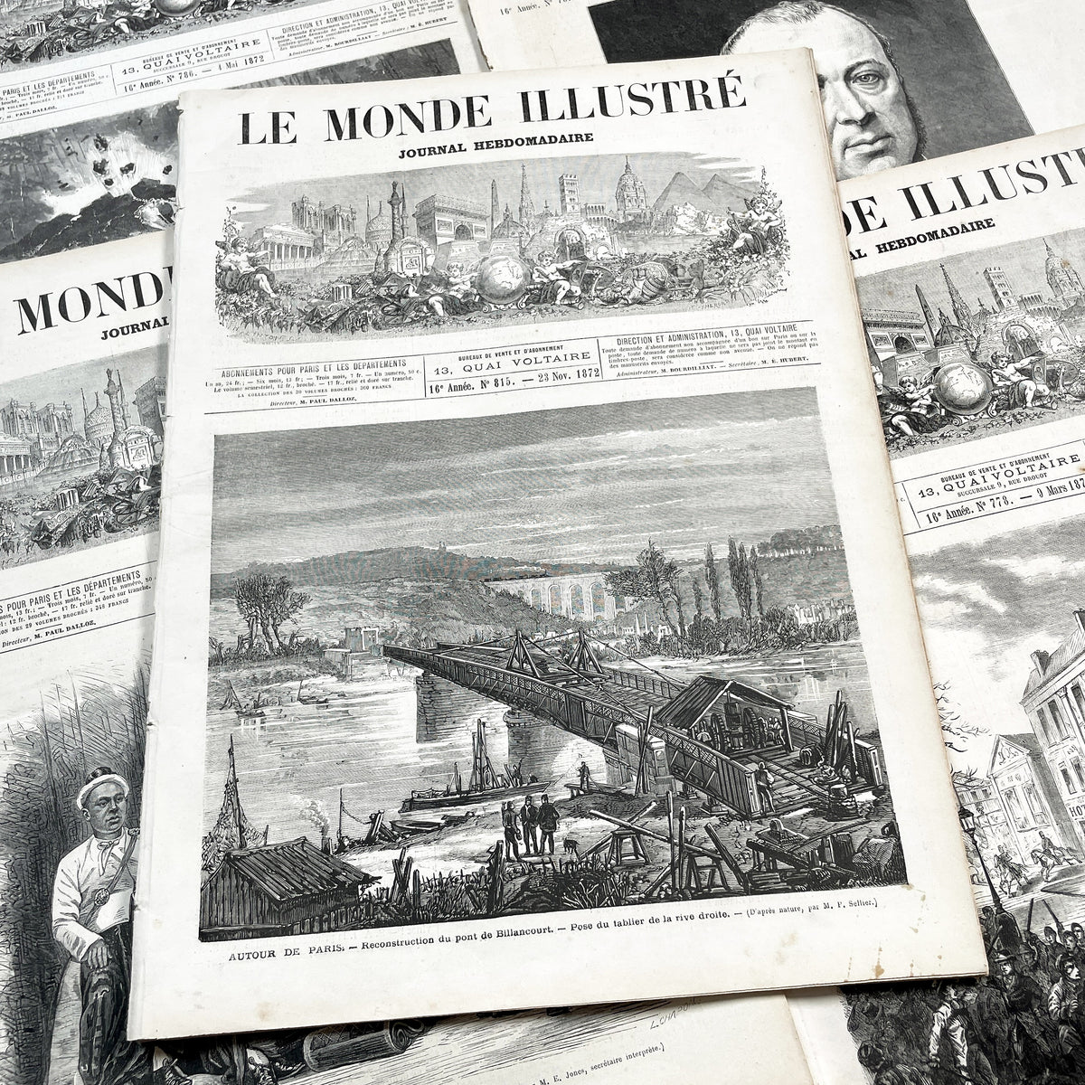 1870s - Stunning newspaper "Le monde illustré" with beautiful engravings - French newspaper from 1872 - 16 pages