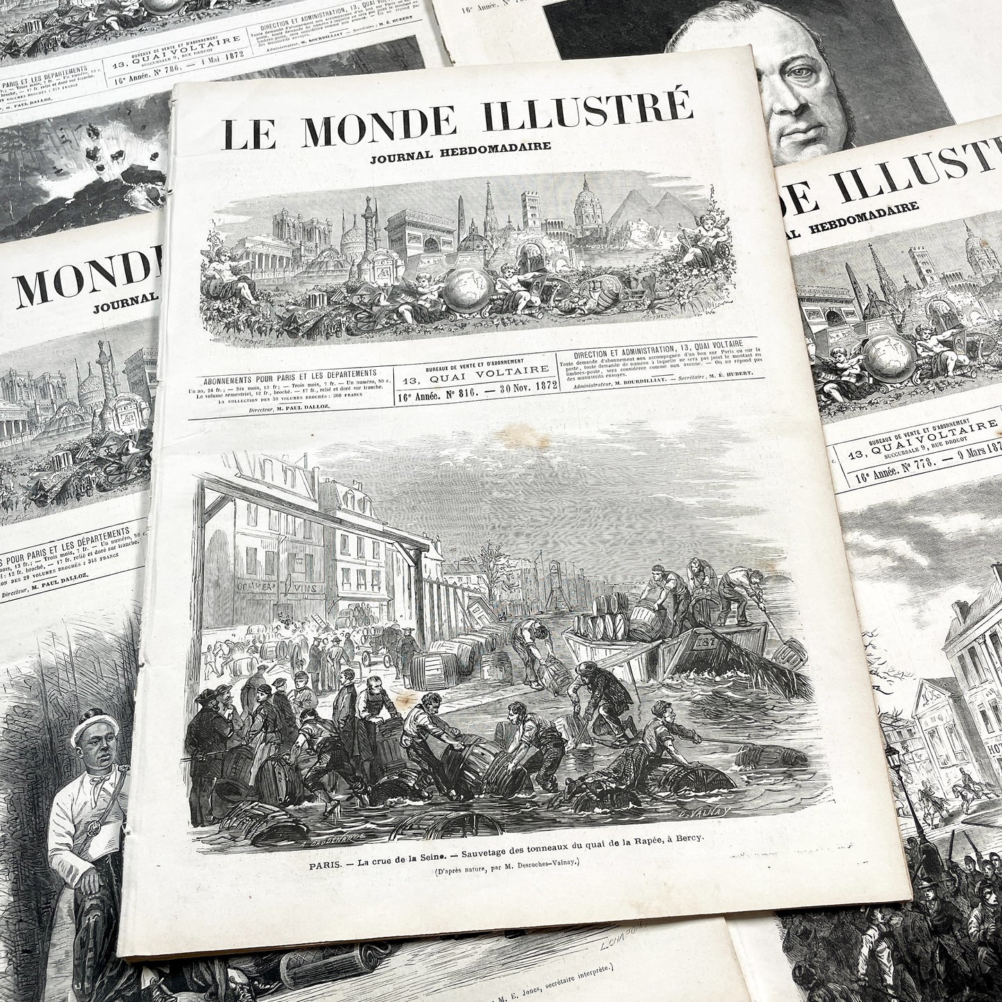 1870s - Stunning newspaper "Le monde illustré" with beautiful engravings - French newspaper from 1872 - 16 pages