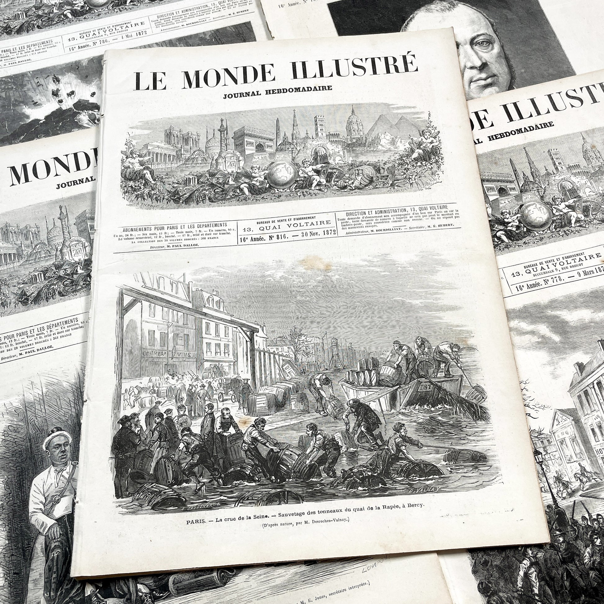 1870s - Stunning newspaper "Le monde illustré" with beautiful engravings - French newspaper from 1872 - 16 pages