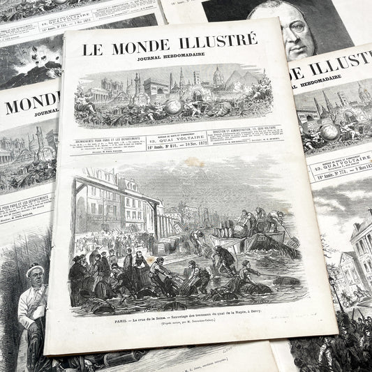1870s - Stunning newspaper "Le monde illustré" with beautiful engravings - French newspaper from 1872 - 16 pages