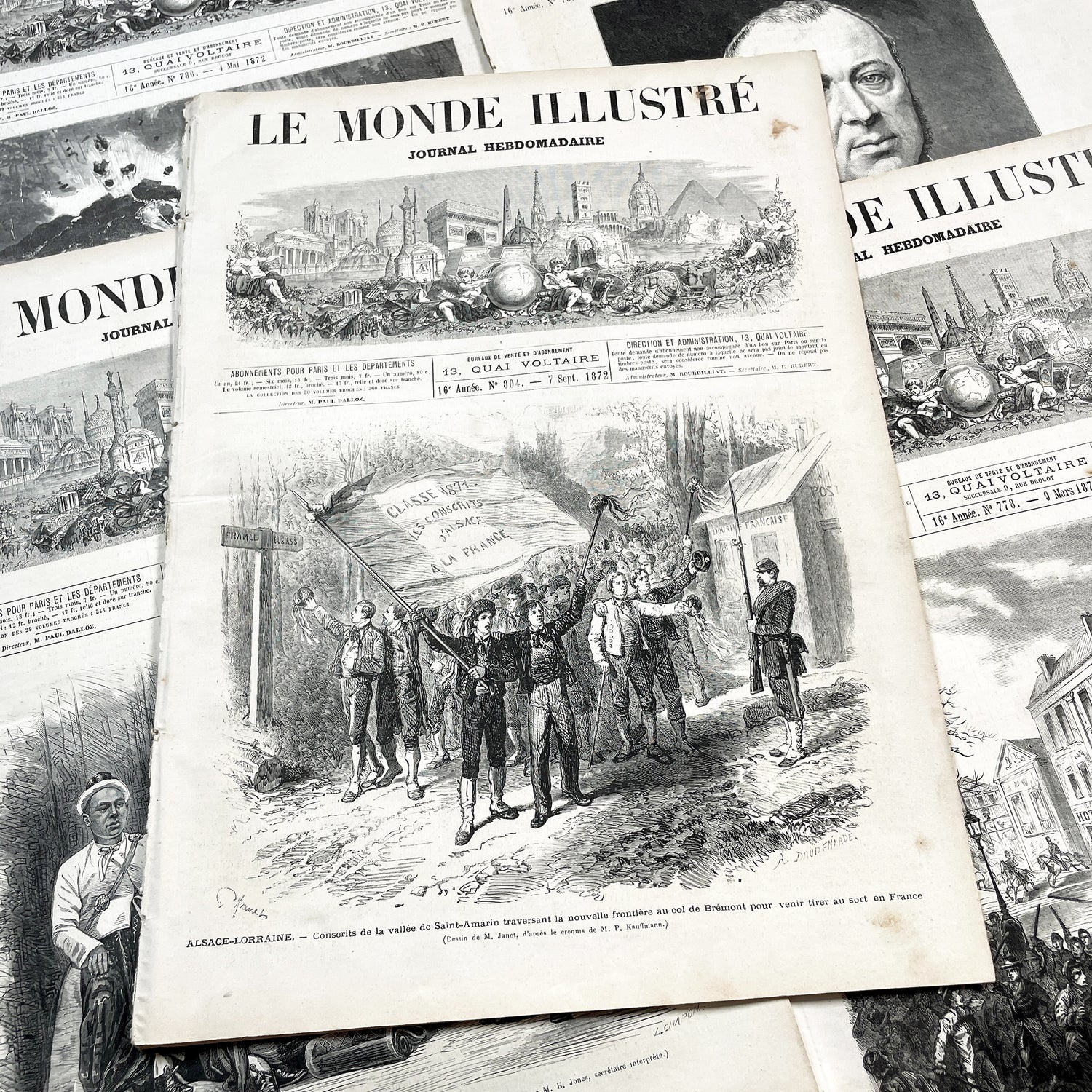 1870s - Stunning newspaper "Le monde illustré" with beautiful engravings - French newspaper from 1872 - 16 pages
