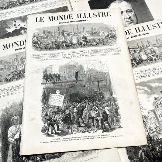 1870s - Stunning newspaper "Le monde illustré" with beautiful engravings - French newspaper from 1872 - 16 pages