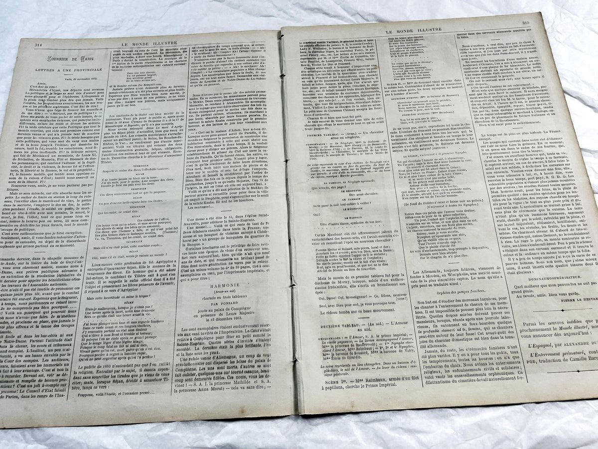 1870s - Stunning newspaper "Le monde illustré" with beautiful engravings - French newspaper from 1872 - 16 pages