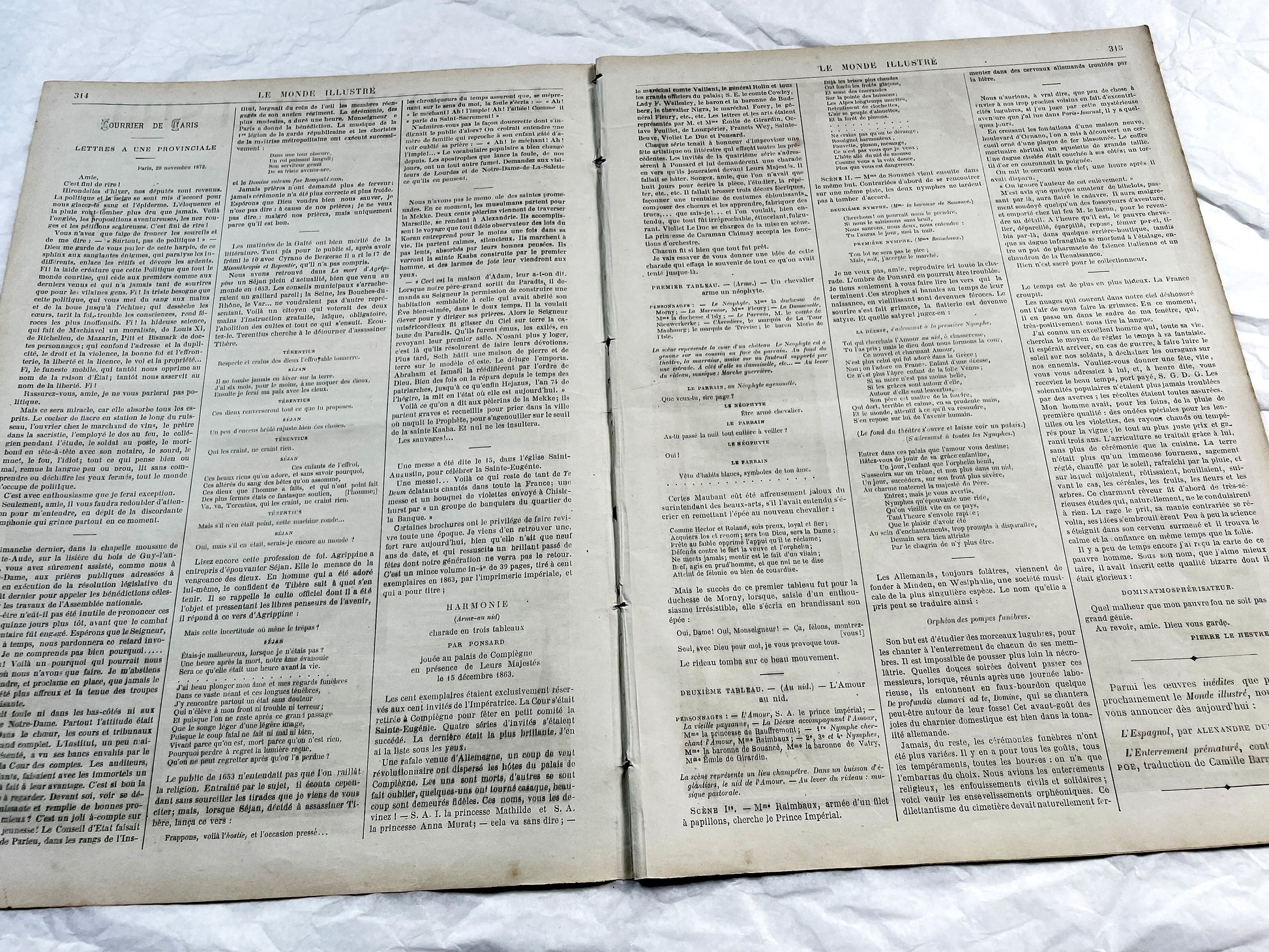 1870s - Stunning newspaper "Le monde illustré" with beautiful engravings - French newspaper from 1872 - 16 pages