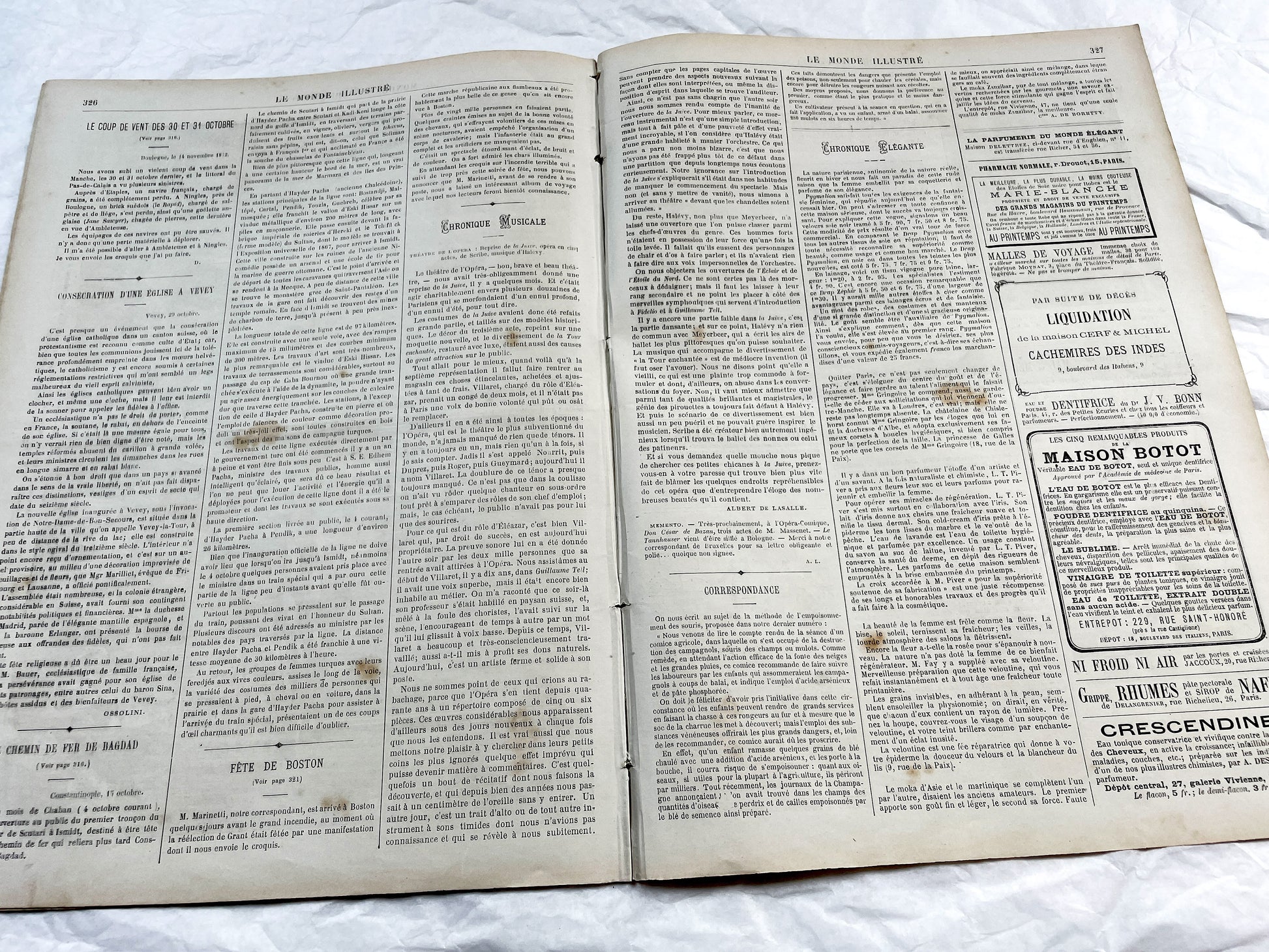 1870s - Stunning newspaper "Le monde illustré" with beautiful engravings - French newspaper from 1872 - 16 pages