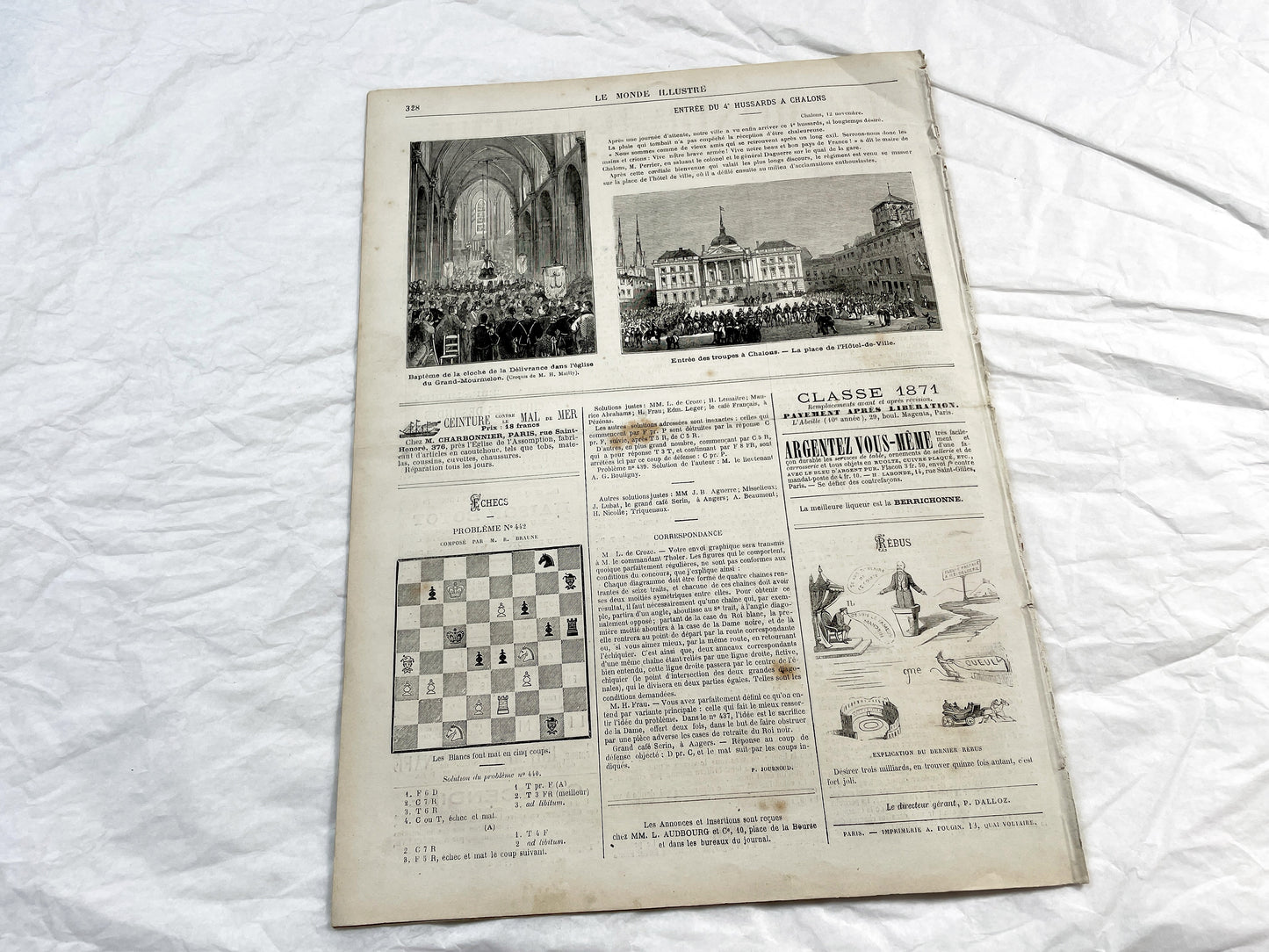 1870s - Stunning newspaper "Le monde illustré" with beautiful engravings - French newspaper from 1872 - 16 pages