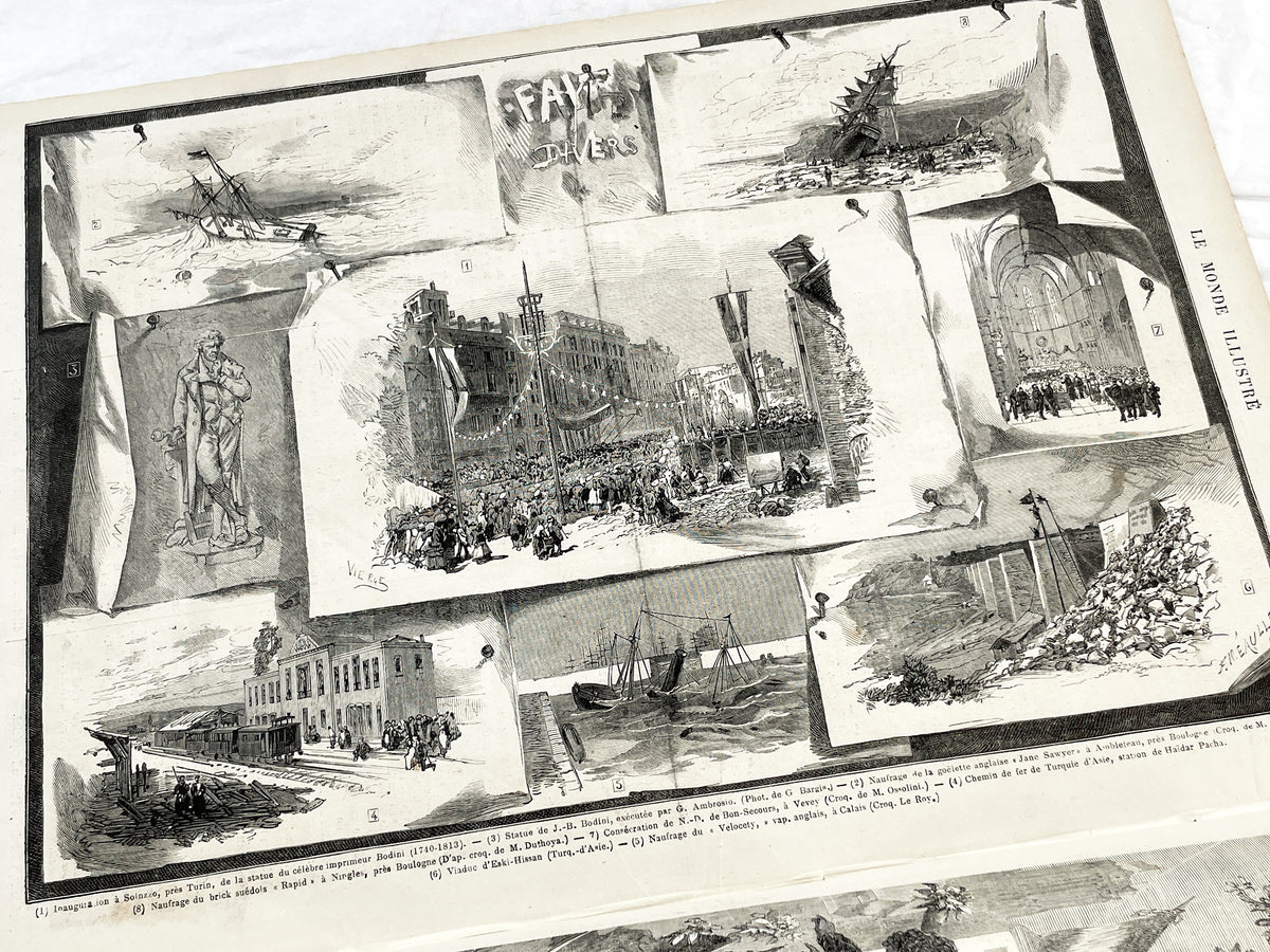 1870s - Stunning newspaper "Le monde illustré" with beautiful engravings - French newspaper from 1872 - 16 pages