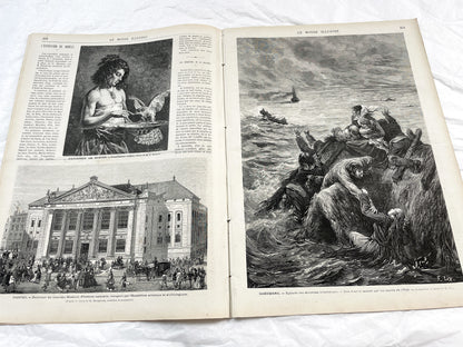 1870s - Stunning newspaper "Le monde illustré" with beautiful engravings - French newspaper from 1872 - 16 pages