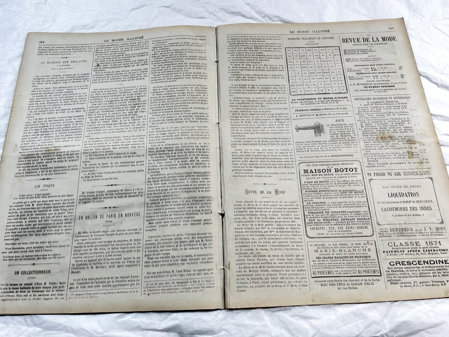 1870s - Stunning newspaper "Le monde illustré" with beautiful engravings - French newspaper from 1872 - 16 pages
