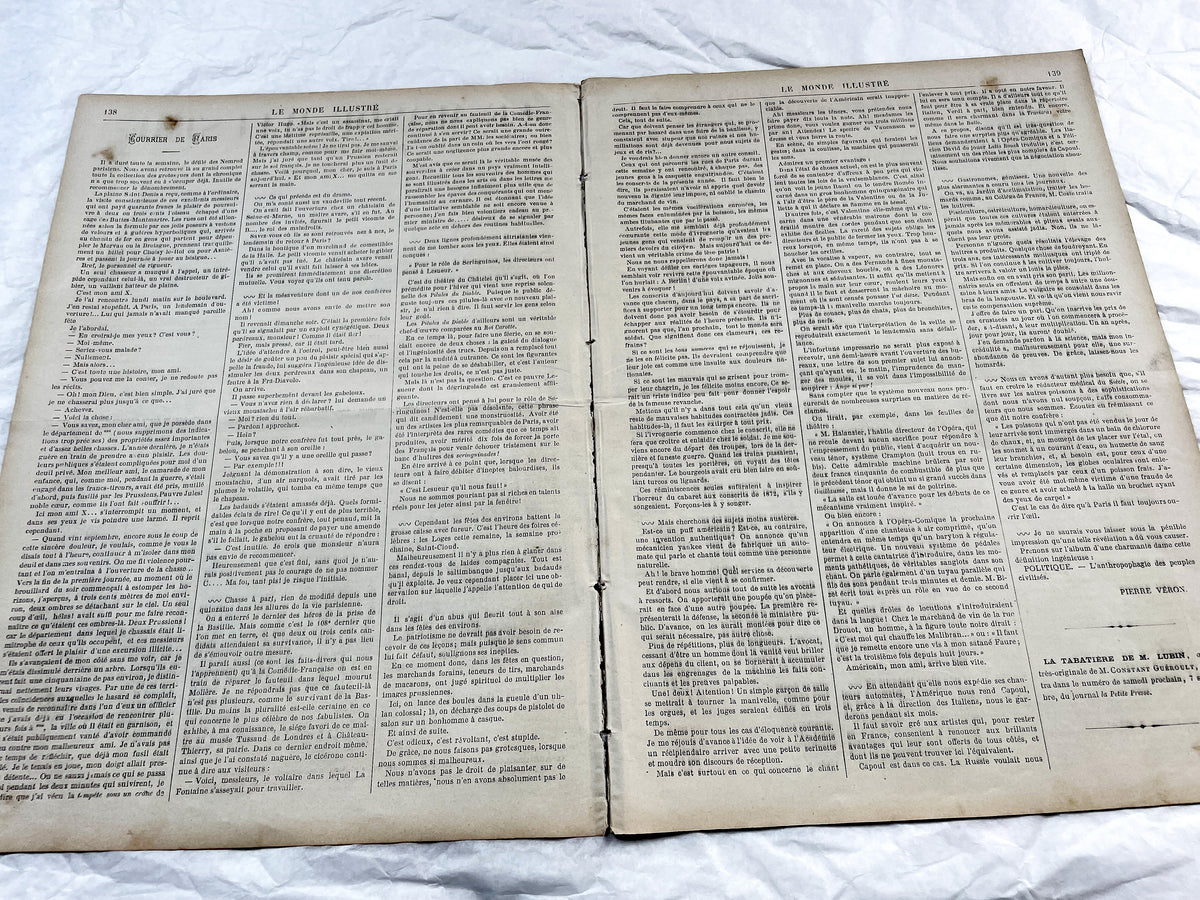 1870s - Stunning newspaper "Le monde illustré" with beautiful engravings - French newspaper from 1872 - 16 pages