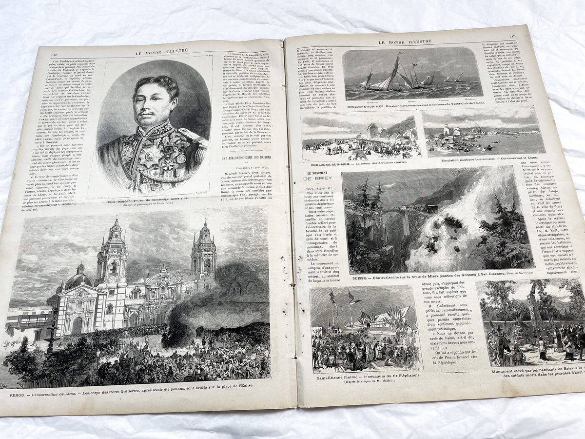 1870s - Stunning newspaper "Le monde illustré" with beautiful engravings - French newspaper from 1872 - 16 pages