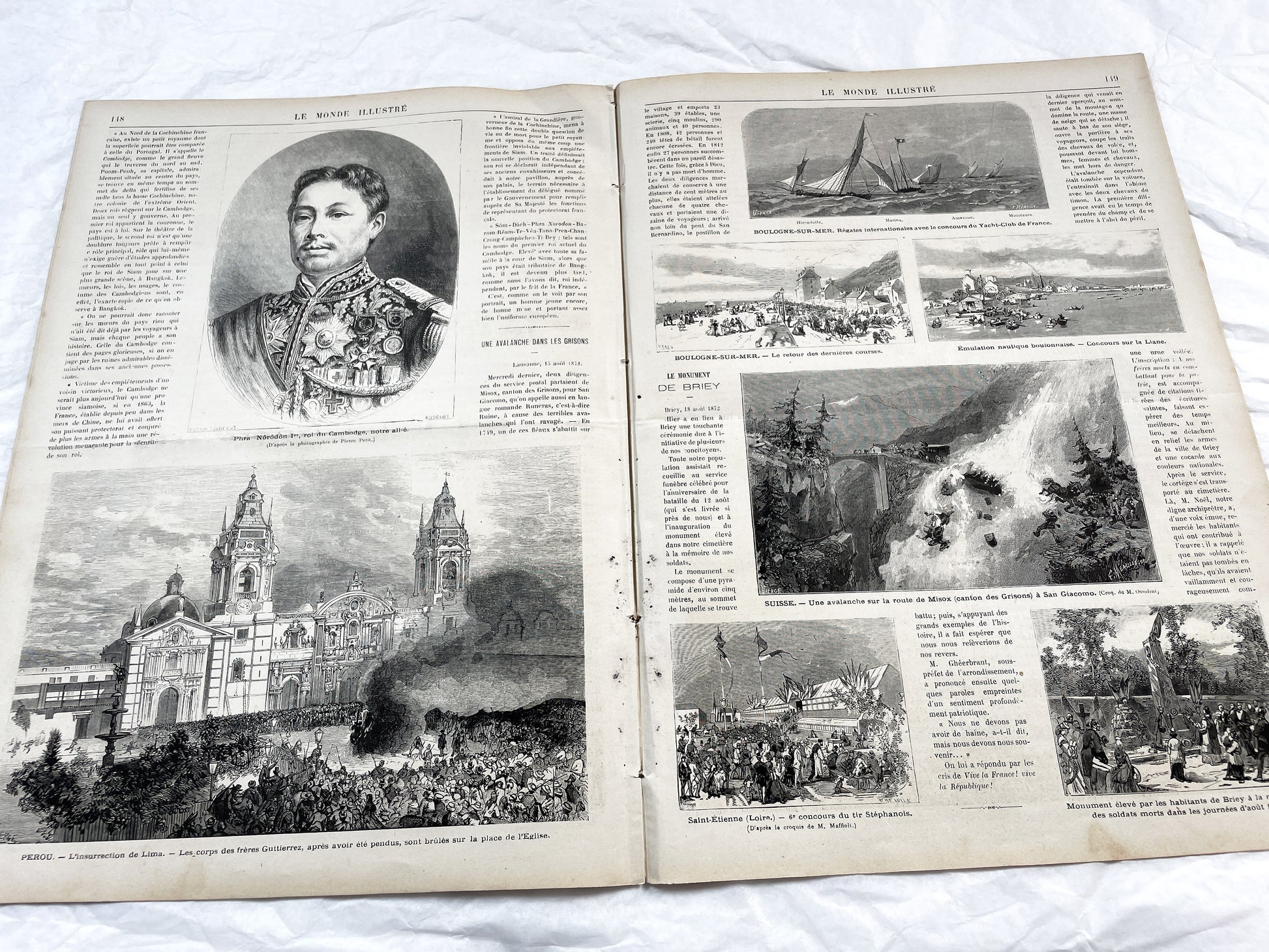 1870s - Stunning newspaper "Le monde illustré" with beautiful engravings - French newspaper from 1872 - 16 pages