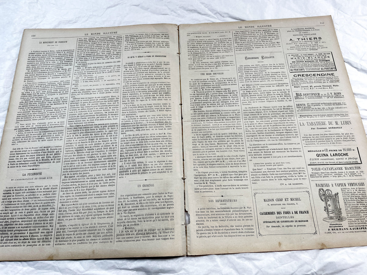 1870s - Stunning newspaper "Le monde illustré" with beautiful engravings - French newspaper from 1872 - 16 pages