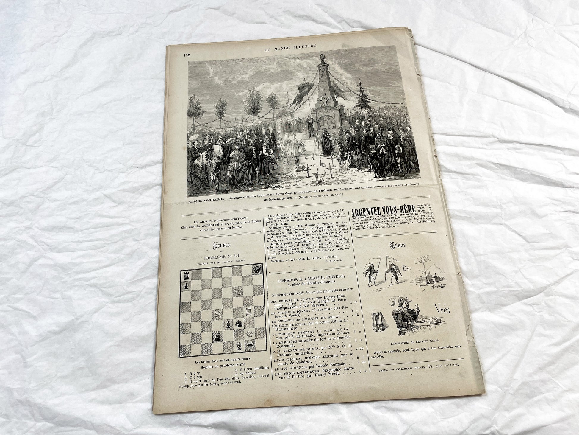 1870s - Stunning newspaper "Le monde illustré" with beautiful engravings - French newspaper from 1872 - 16 pages