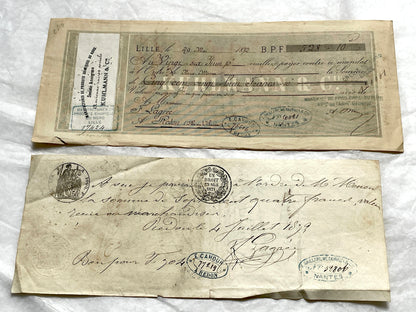 Set of 6 Mid 19th Century French exchange letters featuring elegant handwriting and historical stamps.
