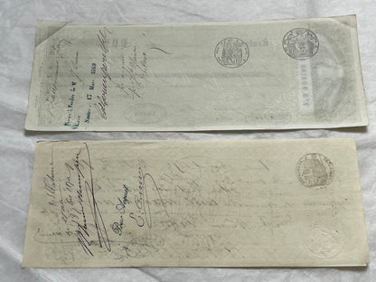 Set of 6 Mid 19th Century French exchange letters featuring elegant handwriting and historical stamps.