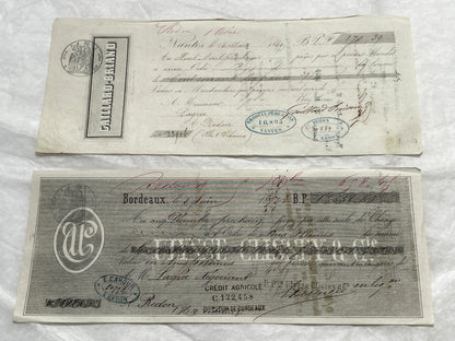 Set of 6 Mid 19th Century French exchange letters featuring elegant handwriting and historical stamps.
