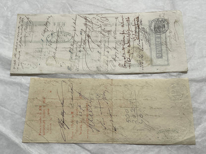 Mid 19th century French exchange letters set with handwritten text and commercial stamps from European merchants.