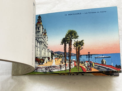 1920s - 15 Vintage Postcards - Folder - French Riviera Travel Souvenir - Côte d'Azur Scenery - Monaco - Cannes - Menton - Antibes