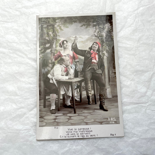 1900s - 5 Antique Hand-Colored Postcards - Five Rip Van Winkle Theatrical Scenes - Vintage French Literature Ephemera Collectible