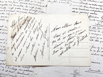 1910s - Vintage French Postcard -  Gold Heureux Anniversaire Carnations - Antique Floral Collectible Document