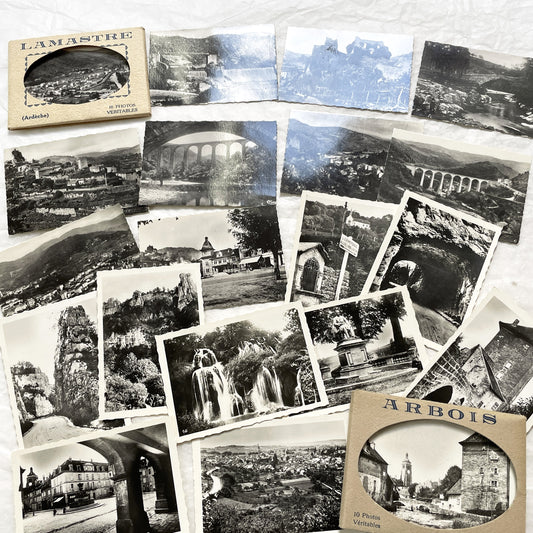 1930s - Vintage French Real Photo Postcard Sets - Lamastre & Arbois Views - Historic Travel Souvenirs - B&W Photography - European Heritage