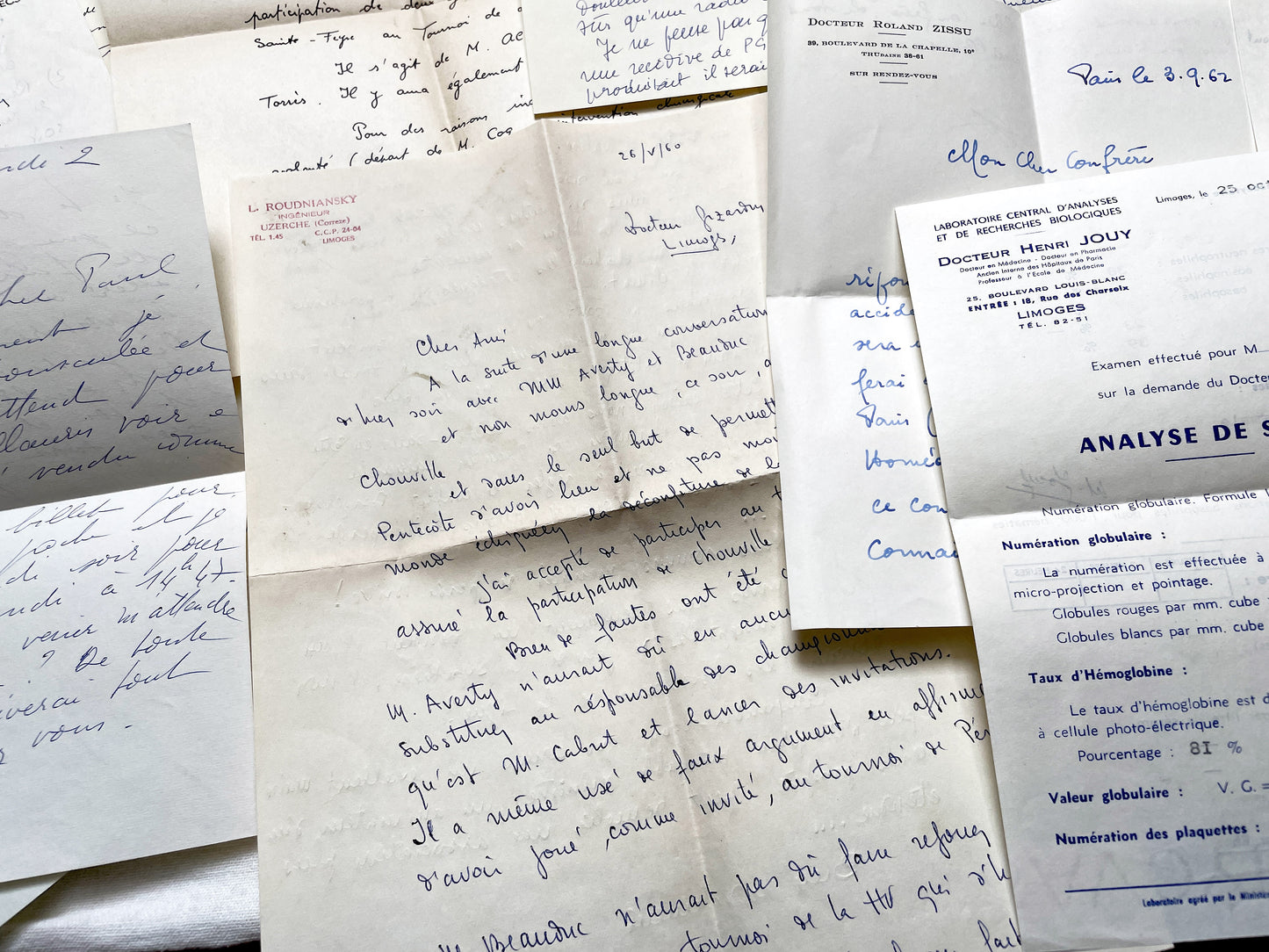 1960s - 20 letters sent to a French doctor during 1960s - The letters he received came from his family, other doctors or chess enthusiasts.