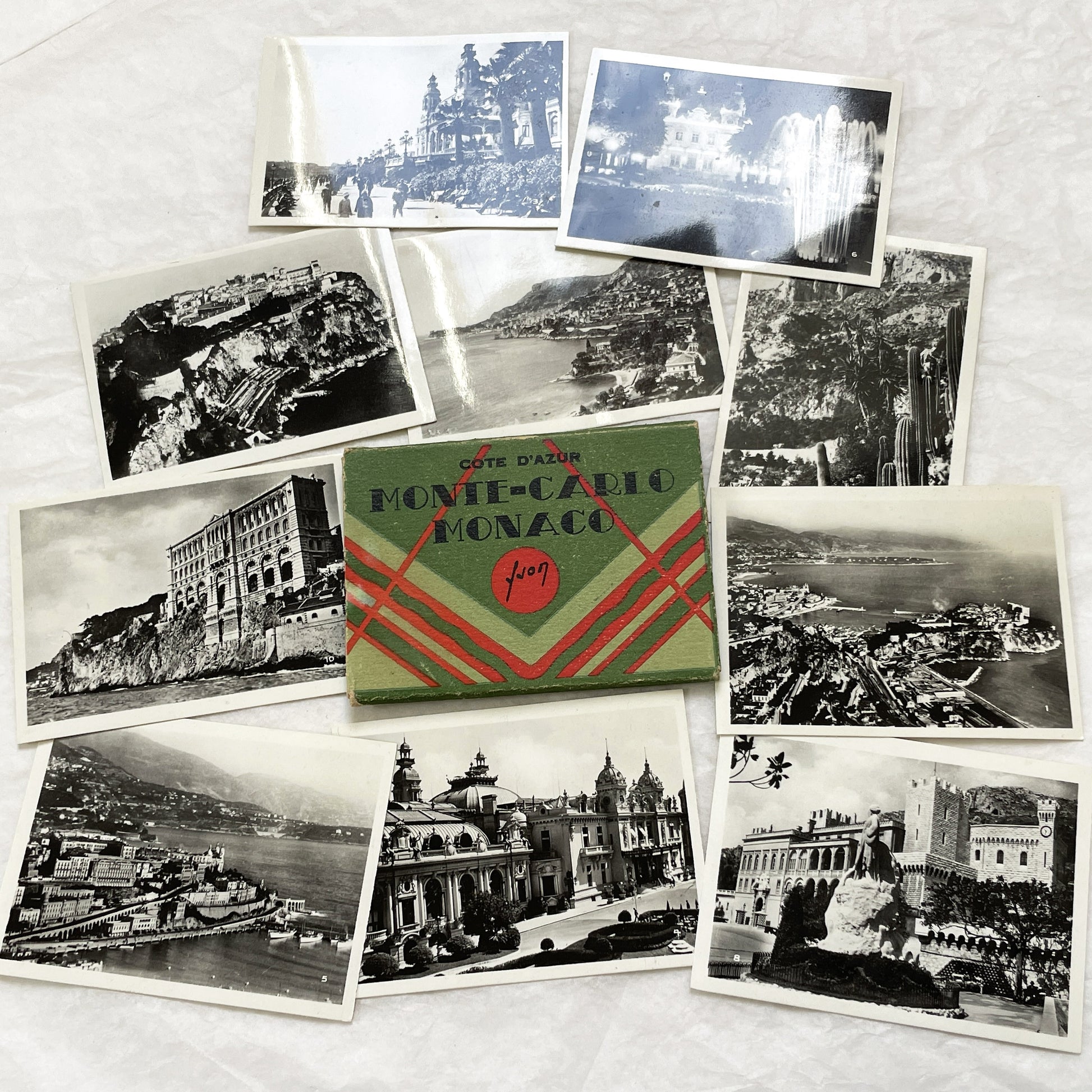 1930s - Vintage Monte-Carlo Monaco Souvenir Photo Postcard Set - Cote D'Azur Travel Memento - Historic Black & White Views