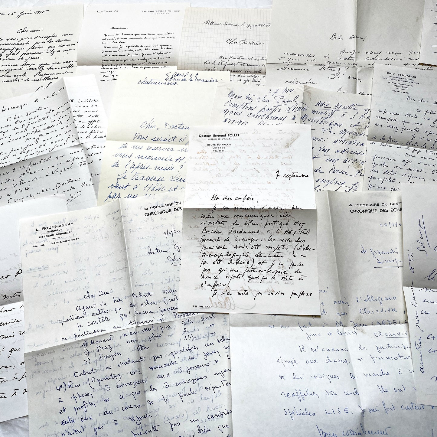 1960s - 20 letters sent to a French doctor during 1960s - The letters he received came from his family, other doctors or chess enthusiasts