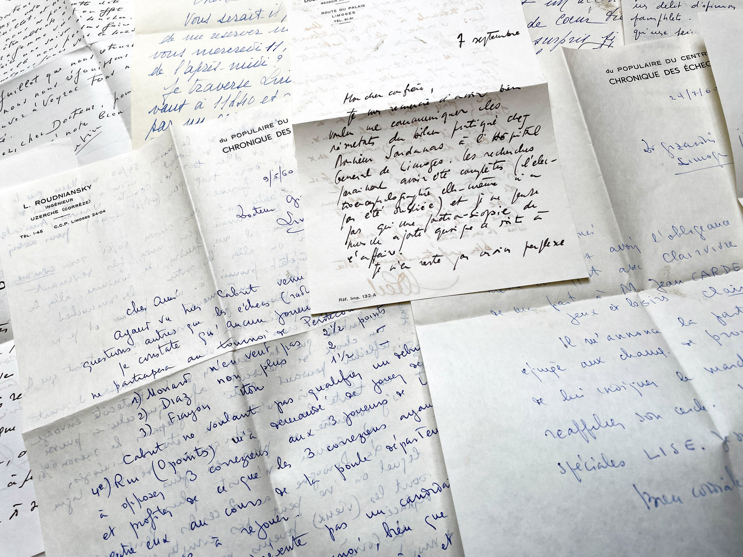 1960s - 20 letters sent to a French doctor during 1960s - The letters he received came from his family, other doctors or chess enthusiasts