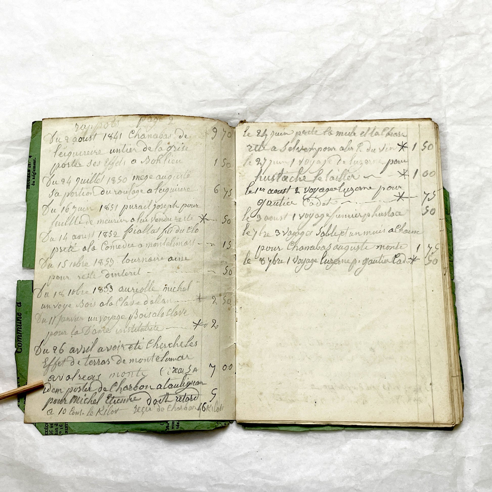 1850s - French Handwritten Ledger - Artisan’s Account Book - Rural Work & Daily Expenses - Antique Manuscript Journal