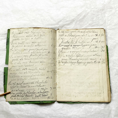 1850s - French Handwritten Ledger - Artisan’s Account Book - Rural Work & Daily Expenses - Antique Manuscript Journal