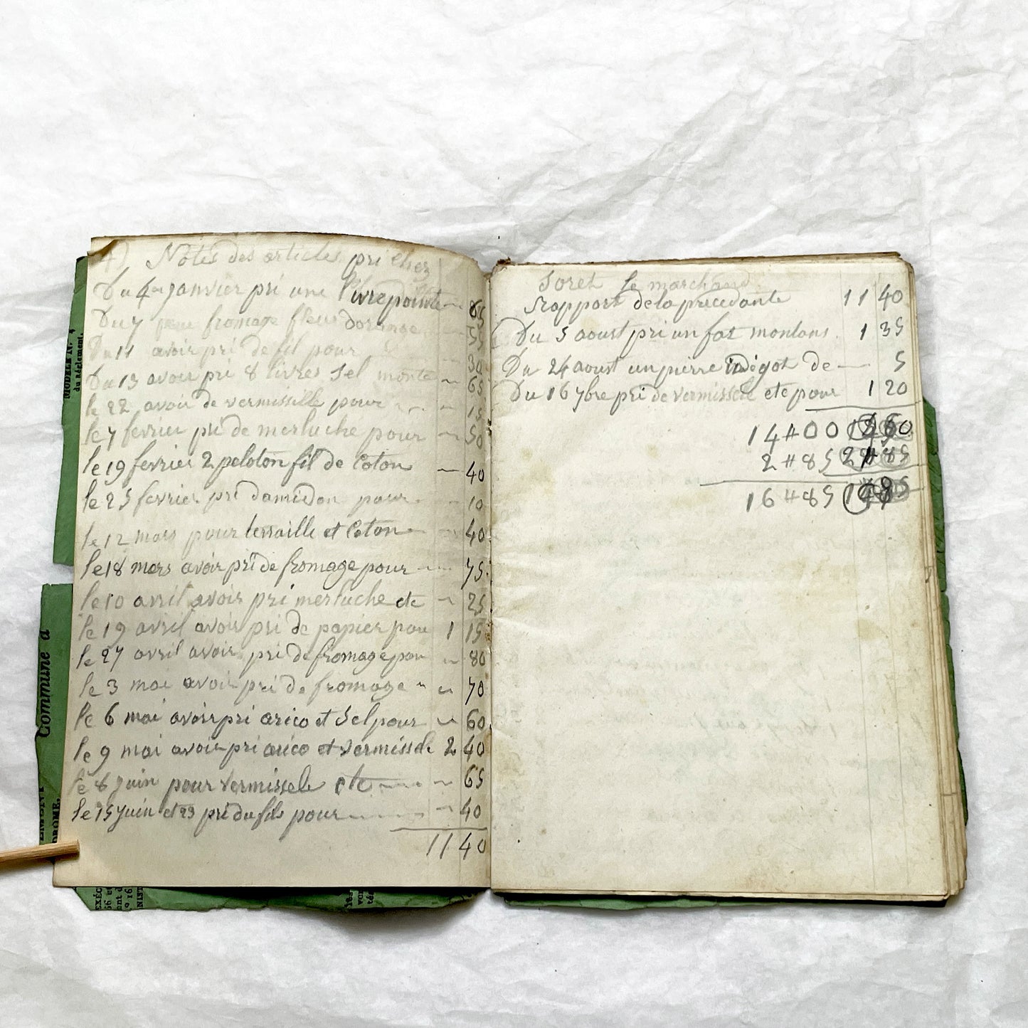 1850s - French Handwritten Ledger - Artisan’s Account Book - Rural Work & Daily Expenses - Antique Manuscript Journal