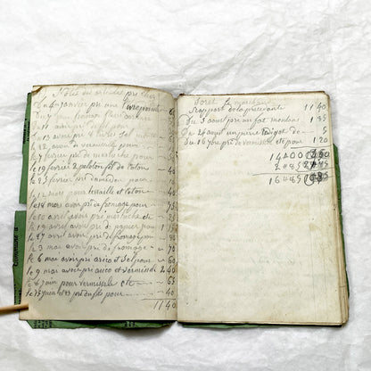 1850s - French Handwritten Ledger - Artisan’s Account Book - Rural Work & Daily Expenses - Antique Manuscript Journal