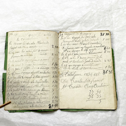 1850s - French Handwritten Ledger - Artisan’s Account Book - Rural Work & Daily Expenses - Antique Manuscript Journal