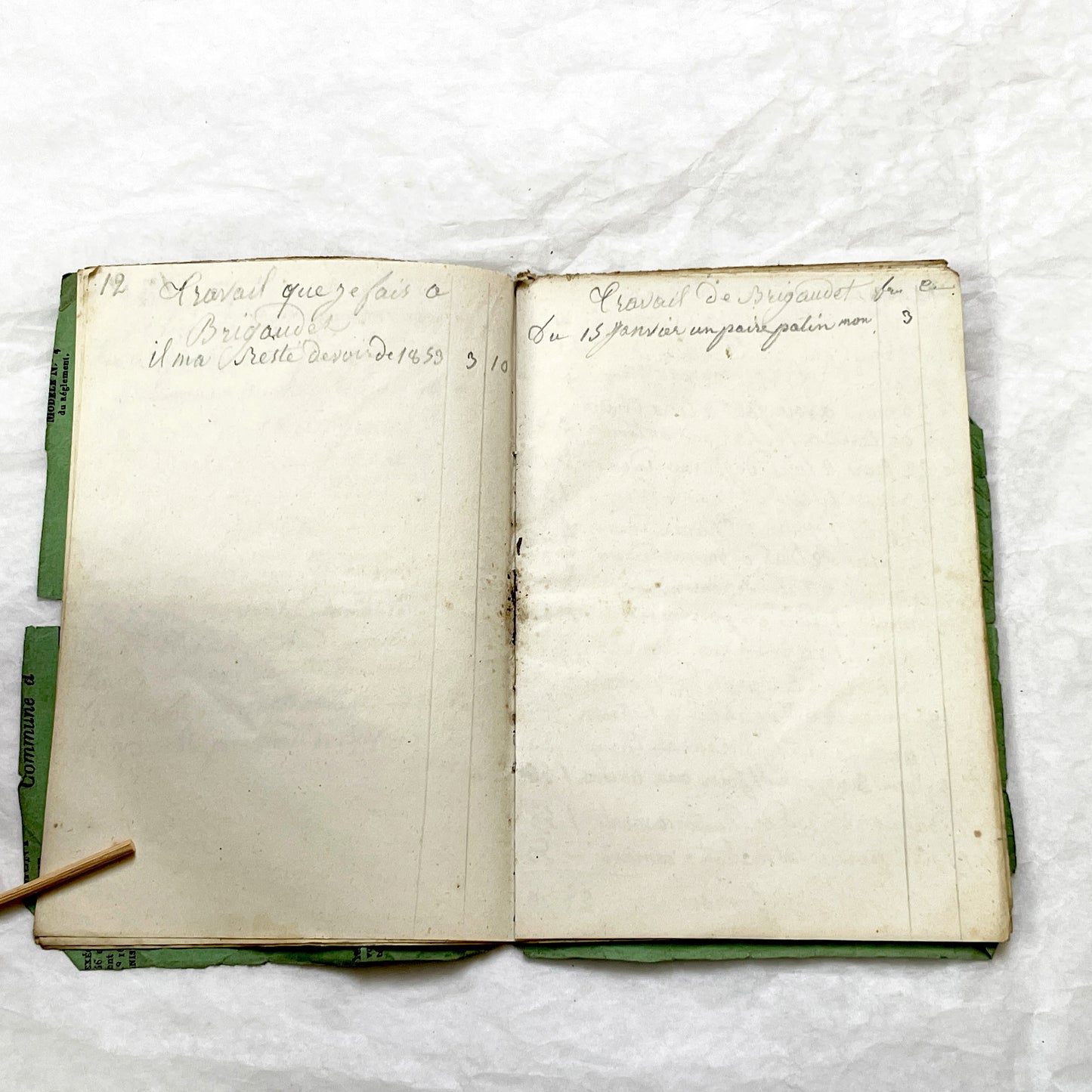 1850s - French Handwritten Ledger - Artisan’s Account Book - Rural Work & Daily Expenses - Antique Manuscript Journal