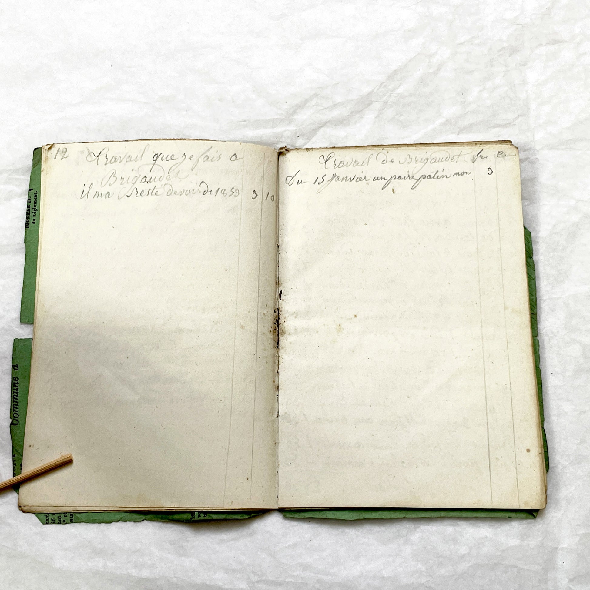 1850s - French Handwritten Ledger - Artisan’s Account Book - Rural Work & Daily Expenses - Antique Manuscript Journal