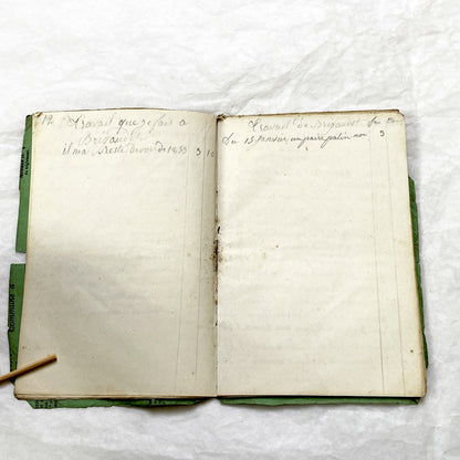 1850s - French Handwritten Ledger - Artisan’s Account Book - Rural Work & Daily Expenses - Antique Manuscript Journal