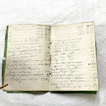 1850s - French Handwritten Ledger - Artisan’s Account Book - Rural Work & Daily Expenses - Antique Manuscript Journal