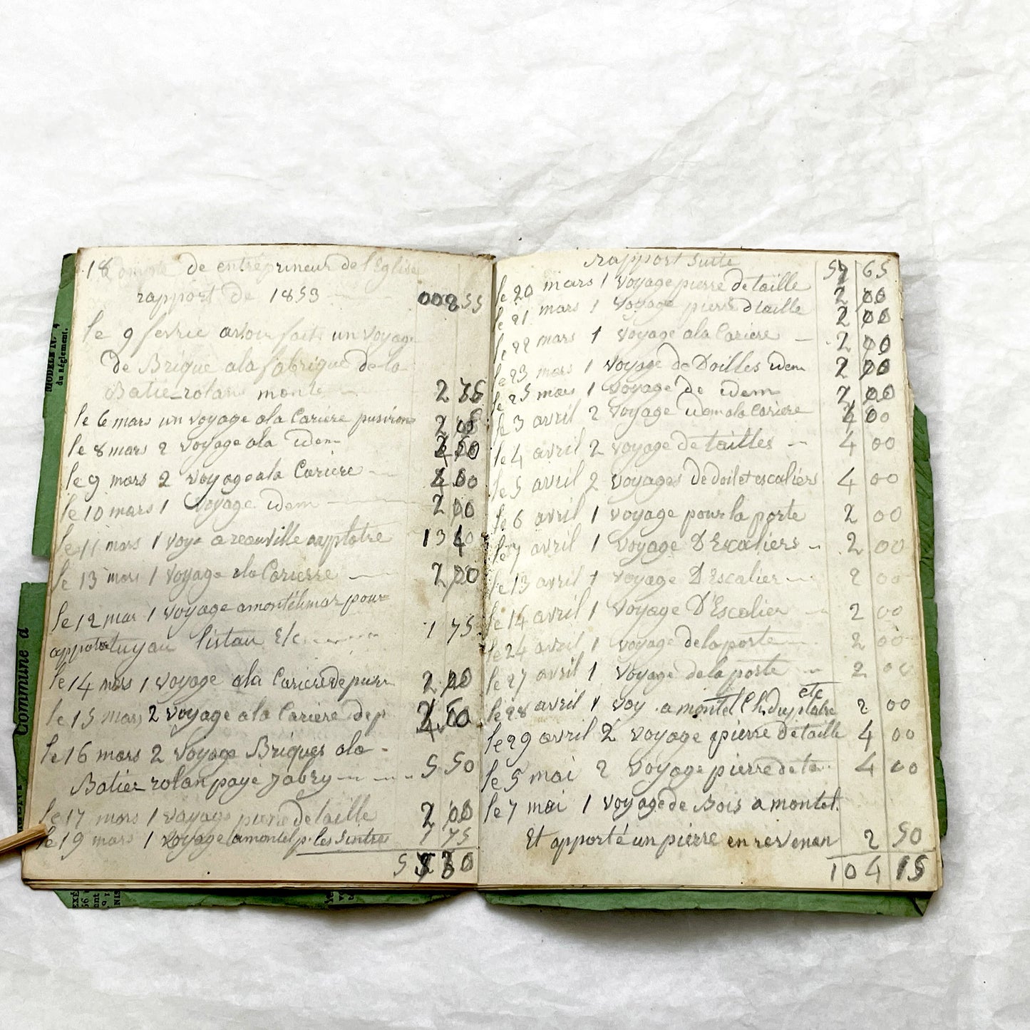 1850s - French Handwritten Ledger - Artisan’s Account Book - Rural Work & Daily Expenses - Antique Manuscript Journal